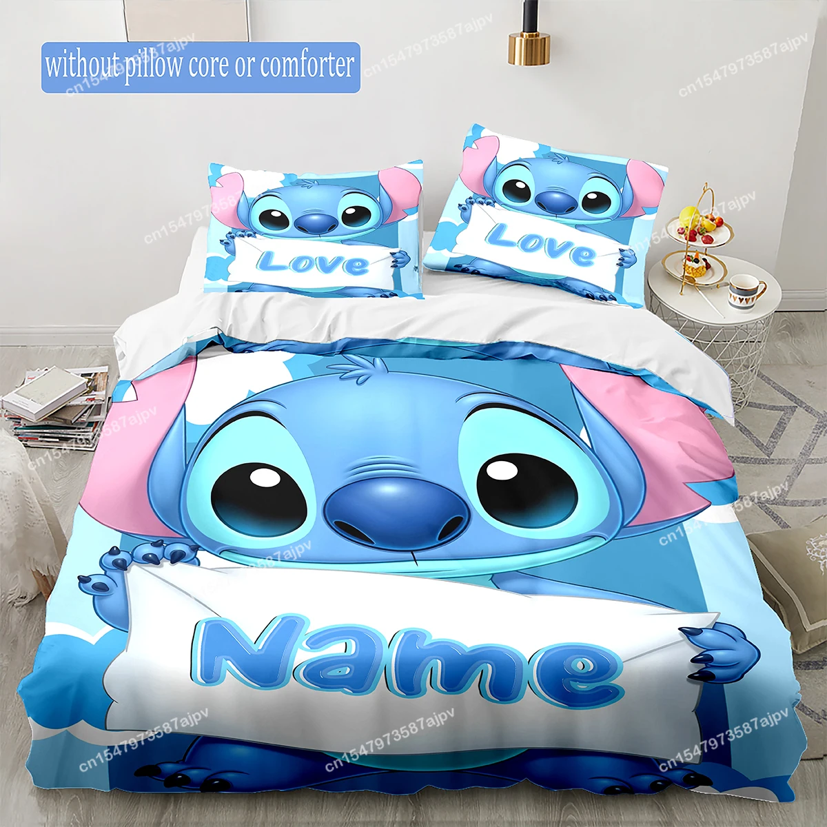 Personalized Duvet Custom Cute Stitch Bedding Set King Twin Double 3 Piece Polyester Duvet Cover Set Christmas Gift Decor-QIANG