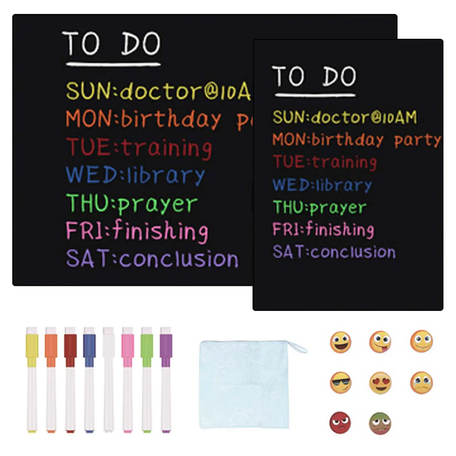 

2PCS Refrigerator Magnetic Blackboard Dry Erase Message Board With 8 Marker Pens For Home School Office Fridge Planner Sticker