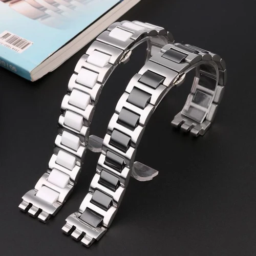 Imagen 2 del producto Cadena de reloj de alta calidad para Swatch Irony colección clásica YVS441G YAS112G correa de reloj de cerámica de acero inoxidable 17MM 19MM
