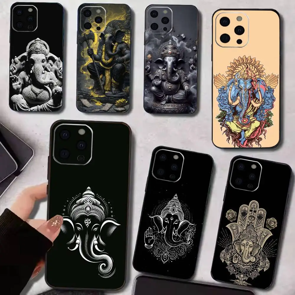 

Ganesha Hindu God Ganesh Elephant Phone Case For iPhone 17, 16,15,14,13,12,11 Plus,Pro Max, Others Soft Black Cover