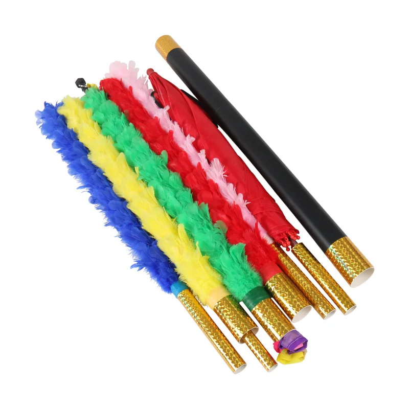 

Feather Sticks Variation Magic Tricks Fether Flower to Umbrella/bouquet/Flag Magician Stage Gimmicks Illusions Mentalism Comedy
