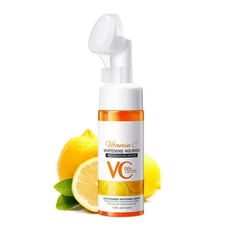 150ml Vitamin C Facial Cleanser Foam Face Wash Remove Blackhead Moisturizing Shrink Pores Deep Cleaning Oil Control Skin Care