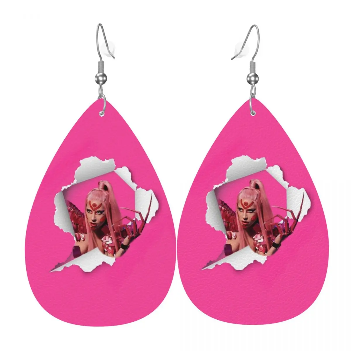 

Custom Lady Star Gaga Mayhem Dangle Drop Earrings Leather Earrings for Women Fashion Album Music For Party