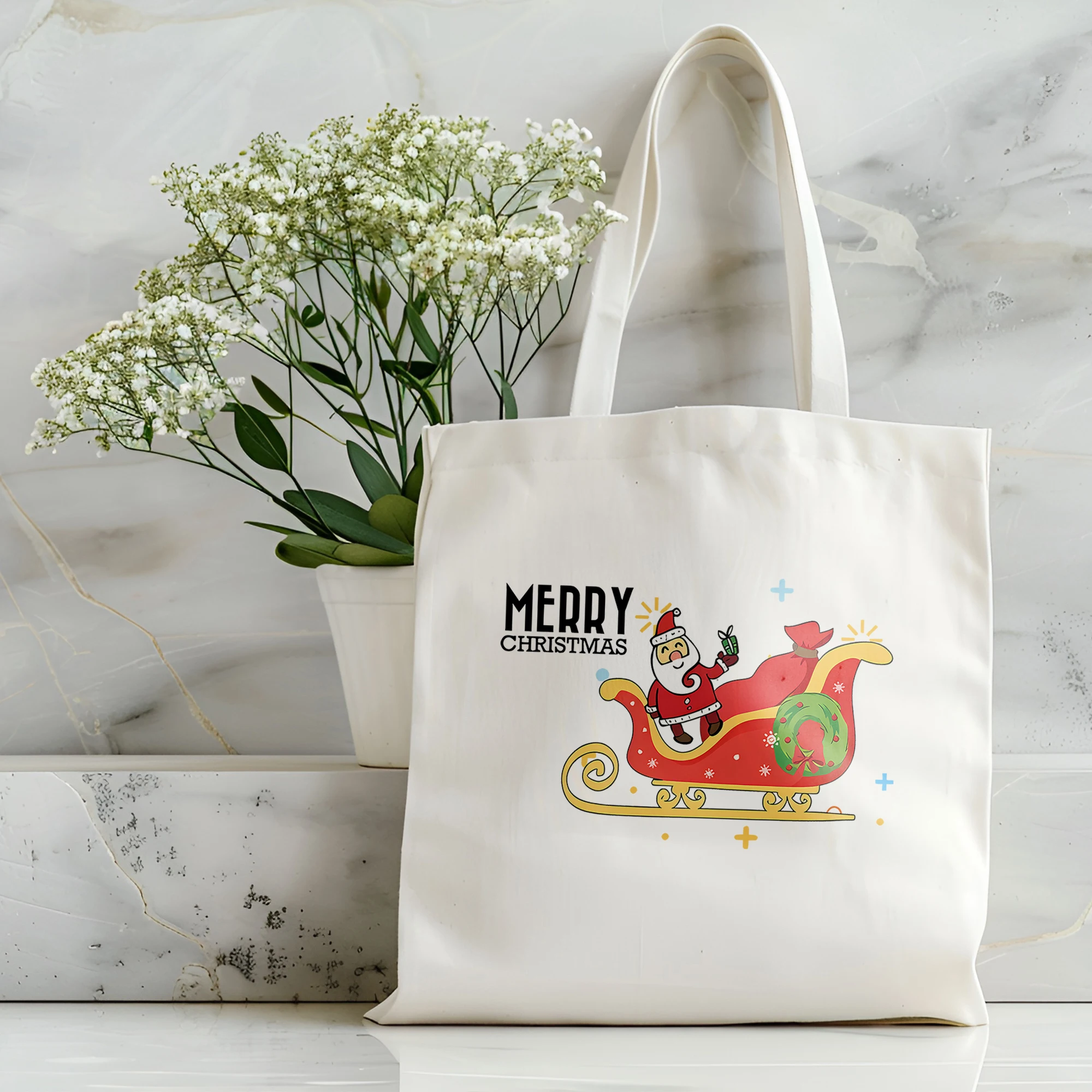 

Retro Christmas font art canvas shoulder bag computer handbag canvas bag female student Korean multifunctional backpack