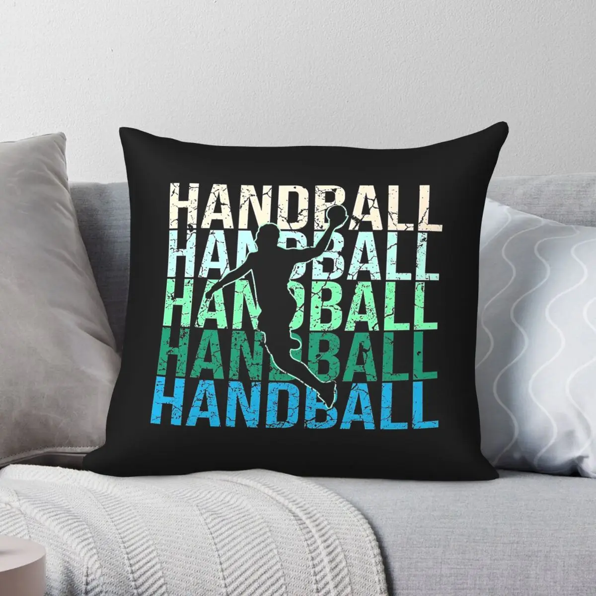 Handball Player Square Pillowcase Polyester Linen Velvet Creative Zip Decor Pillow Case Home Cushion Cover