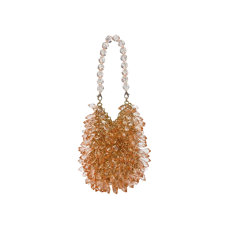 2025 Spring/Summer New Handmade Bead High Grade Woven Acrylic Waterdrop Bag Fashion Style Handbag