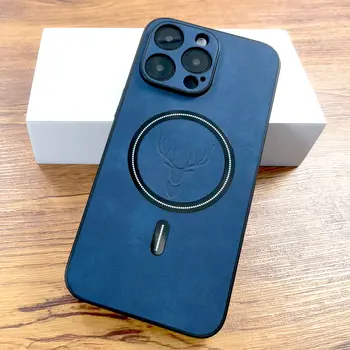 Luxusní PU kožené pouzdro s motivem jelena pro iPhone 17 Air 16 15 14 13 12 11 Pro Max Plus 16E 15Pro 14Pro 13Pro MagSafe bezdrátové nabíjení 8 nejlepší prodej Kryt baterie Zoom F1 - №6