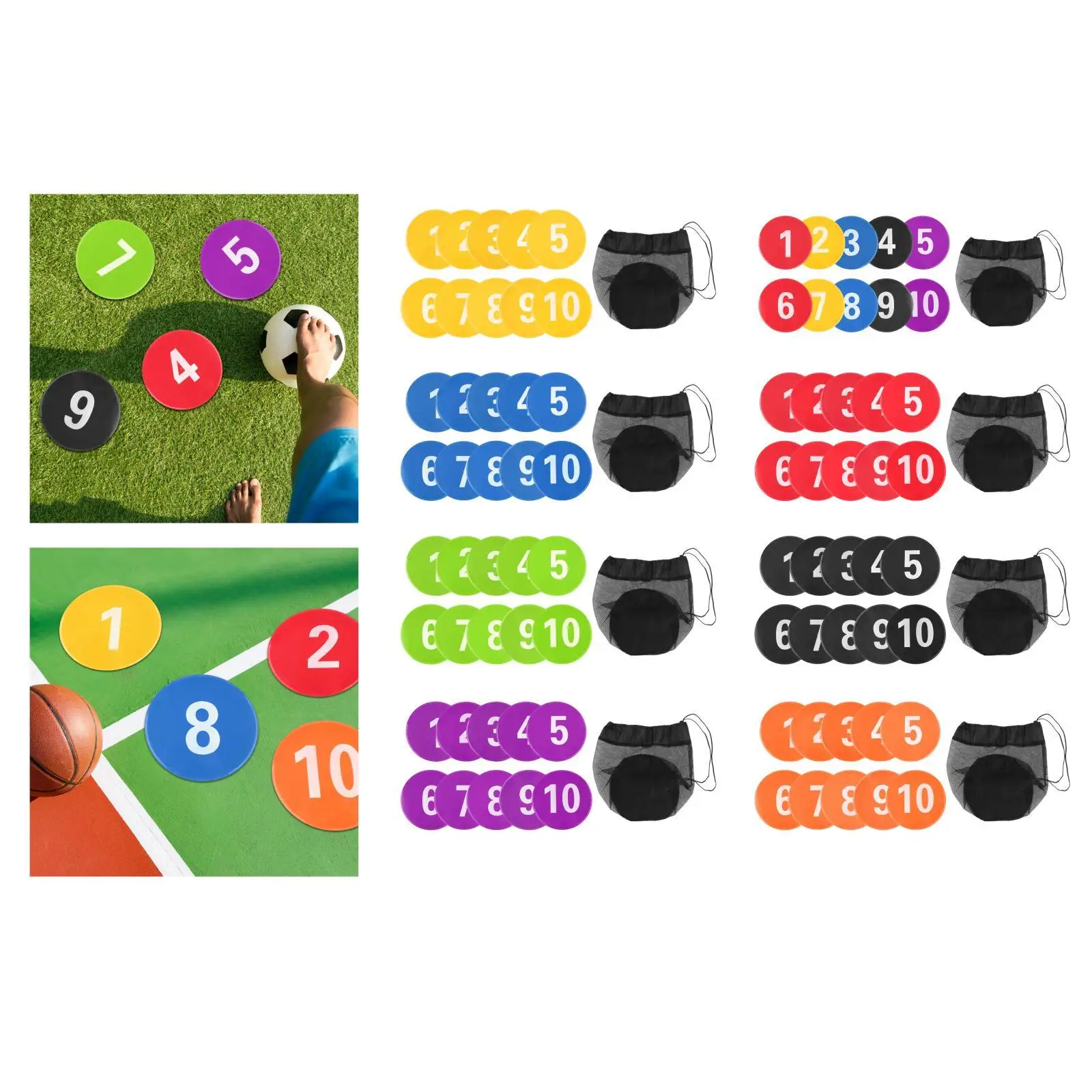 

10 шт., пронумерованные маркеры для пола, тренировочные футбольные бесшумные нескользящие подушечки для тренировочных знаков, коврики для ориентиров, для спортивных мероприятий