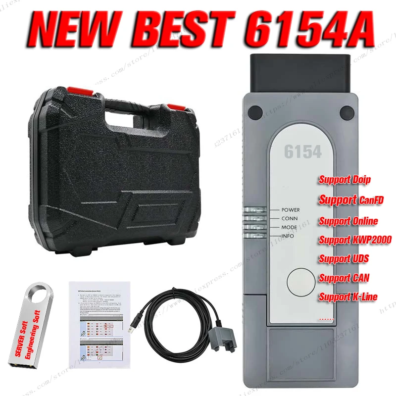 Best 6154A VNCI 6154A ODIS24.1 VAS Support CAN FD DoIP Original Driver Cover Full Function as 5054a OBD2 Car Diagnostic Scanner