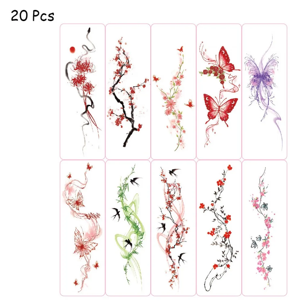 

20 Pcs New Flower Temporary Tattoos Glitter Butterfly Arm Tattoo DIY Temporary Tattoo Sticker Girls