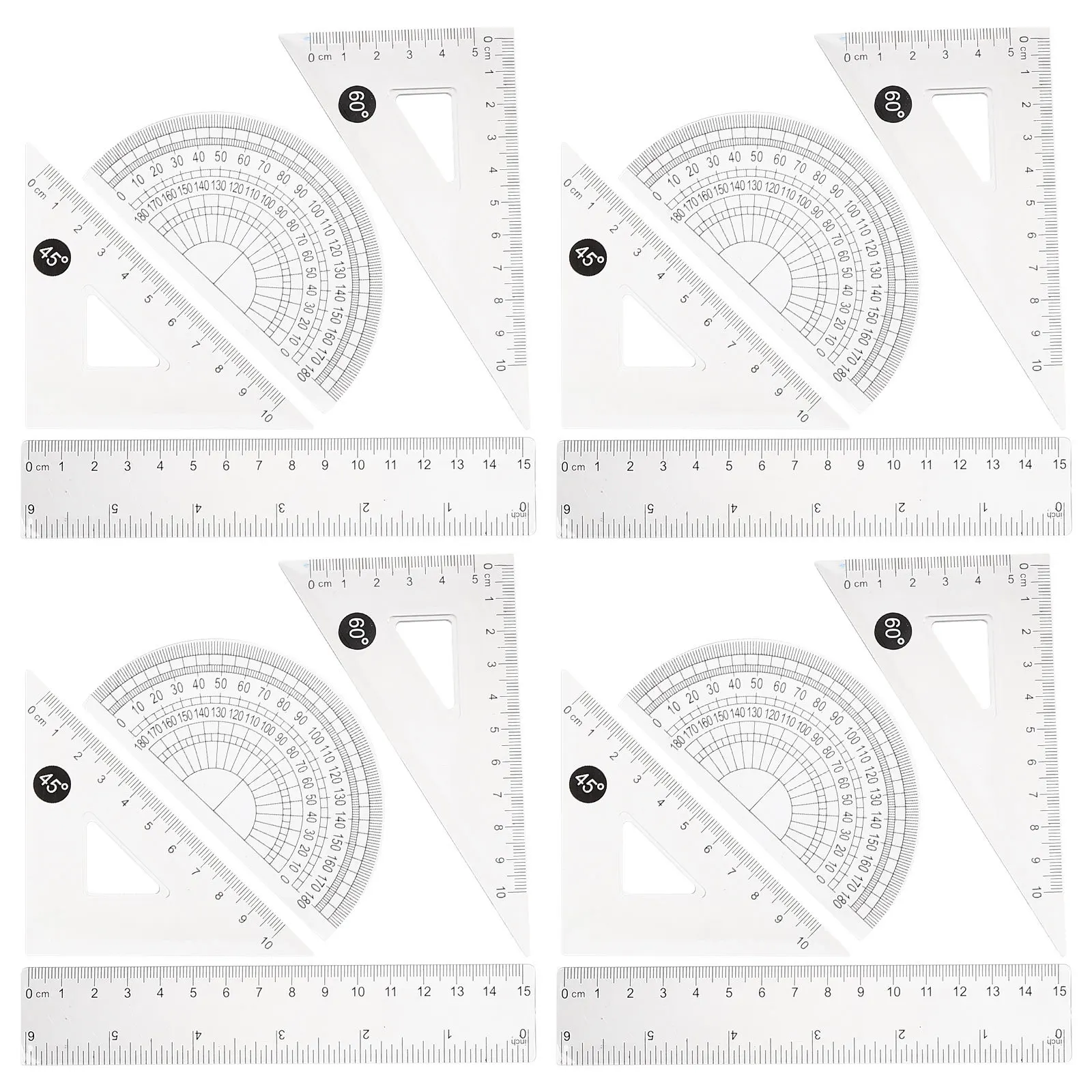 Ensemble de règles triangulaires pour dessin, Kit de mesure pour l'école et le bureau, Architecture, ingénierie, Design artistique, outils de dessin, papeterie, 4 ensembles