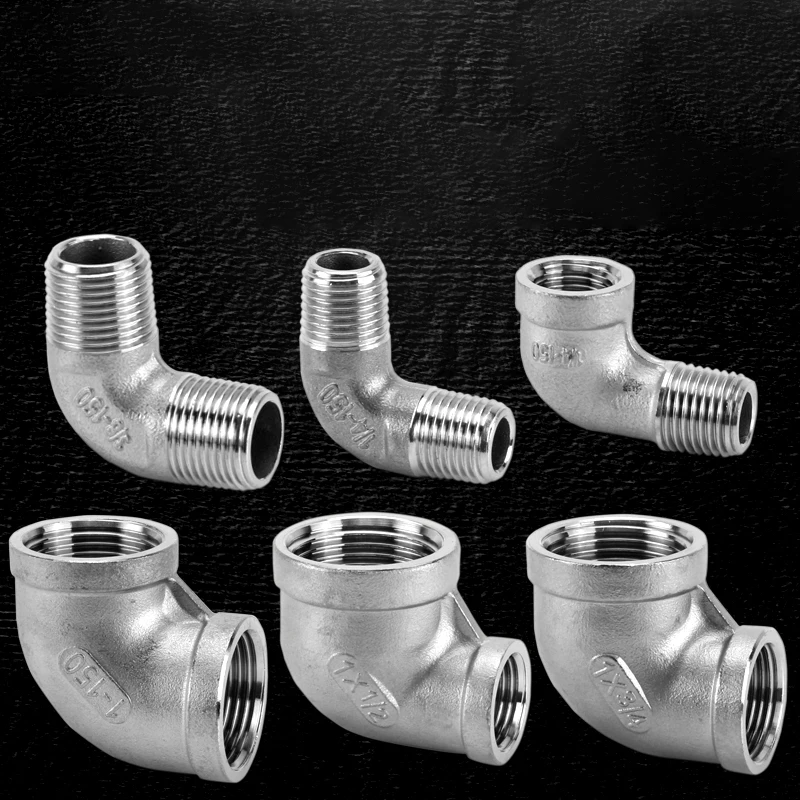

BSP 1/8" 1/4" 3/8" 1/2" 3/4" 304 Stainless Steel Joint Female / Male Thread 90 Elbow Reducing Diameter Threaded Pipe Fittings