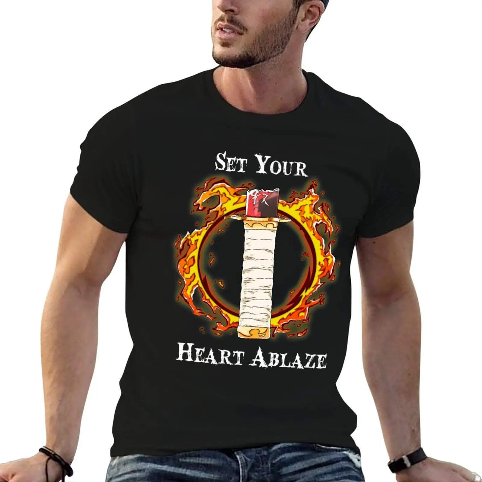 

Set Your Heart Ablaze - White Font T-Shirt cotton tshirt 100% printed t shirts for man T-Shirt