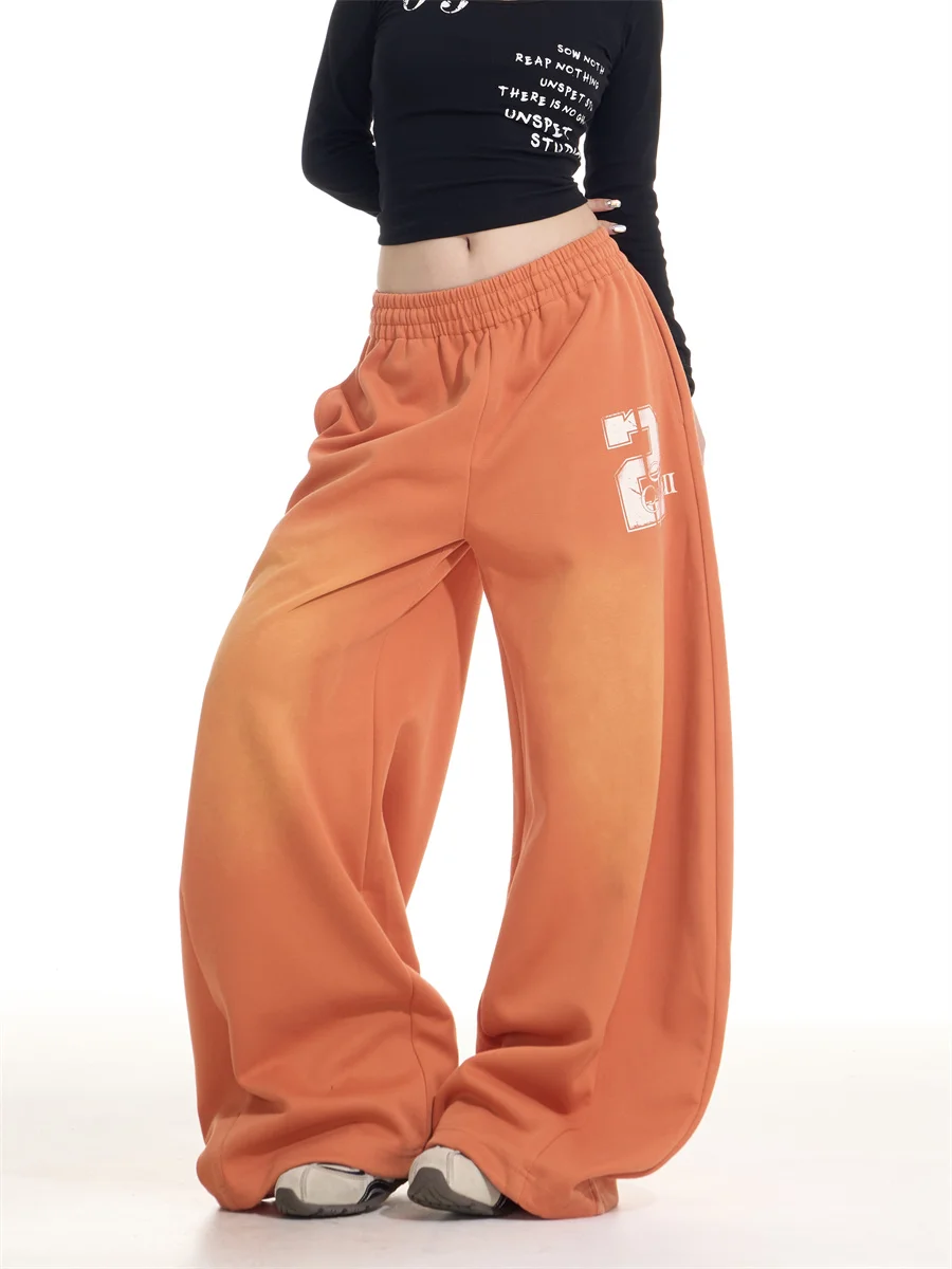 

ONLPP American Retro Hot Girl Distred Letter Dstring Sweatpants Women's Loose Slimming Versatile Long Pants
