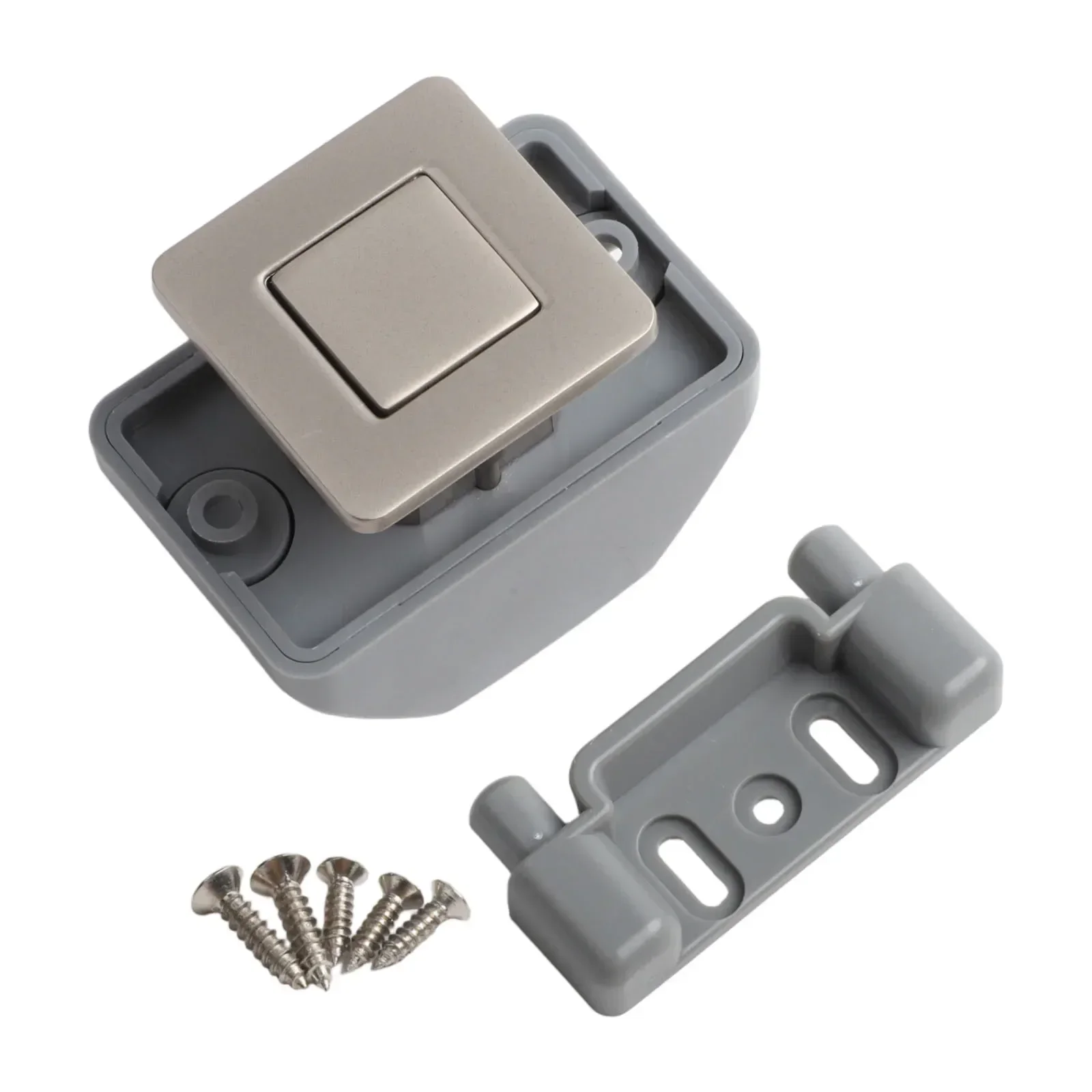 Button Catch Lock System Hardware Zinc Alloy Lock Brushed Cupboard Door Lock Furniture Safety Multi-Function Lock