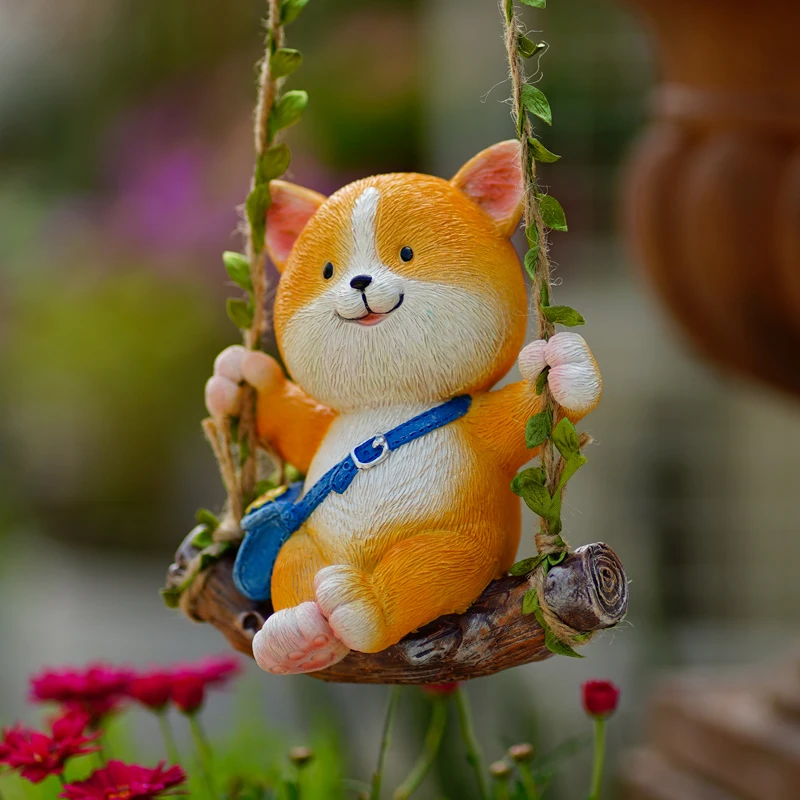 Courtyard, balcony, garden art, outdoor hanging decoration, rabbit swing, animal hanging ornaments on trees, homestay ornaments