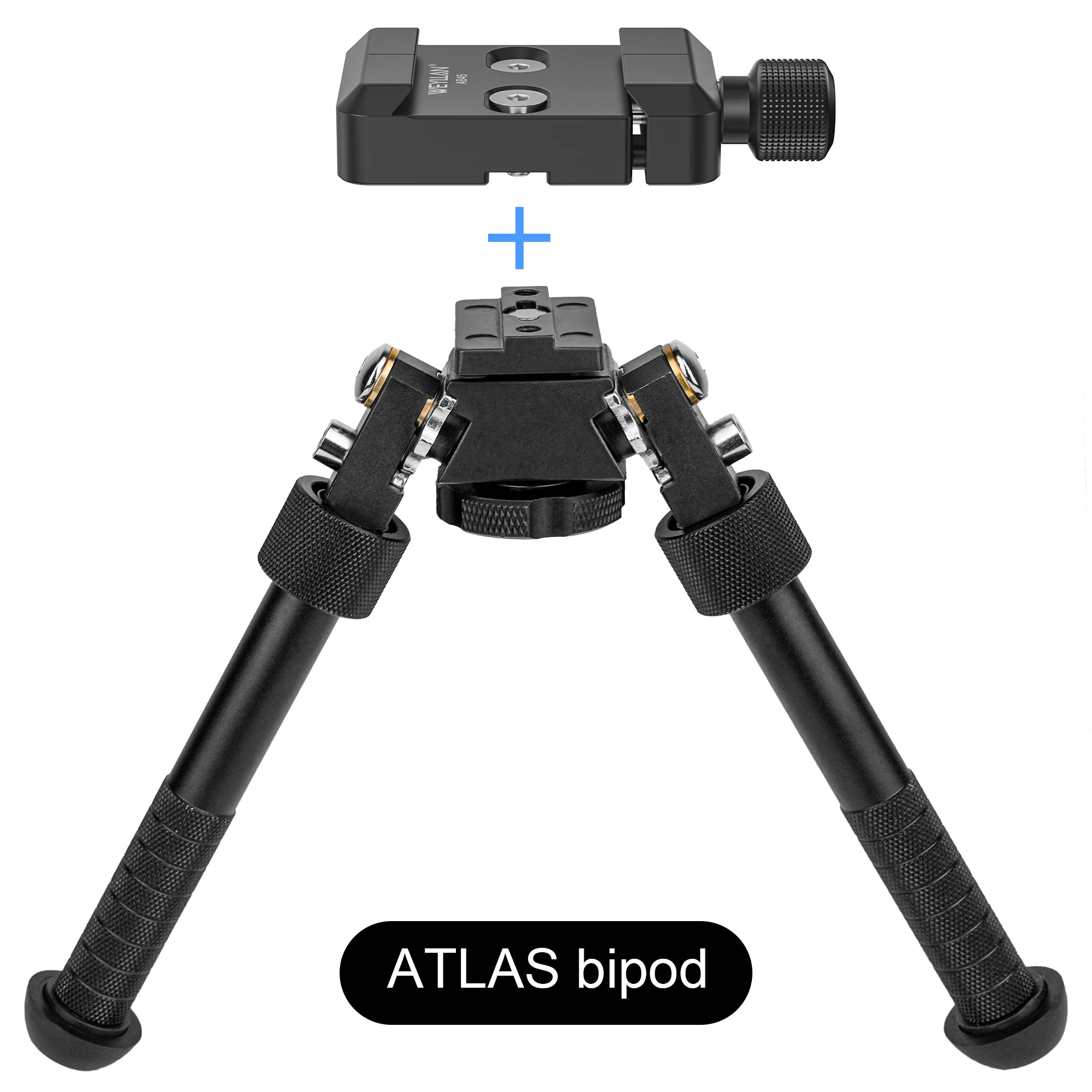 Adattatore per bipiede Arca Swiss per bipod Harris/Atlas WEYLLAN AB45/MK80 compatibile con guide Arca-Swiss/piastre QR, morsetto con binario M-LOK