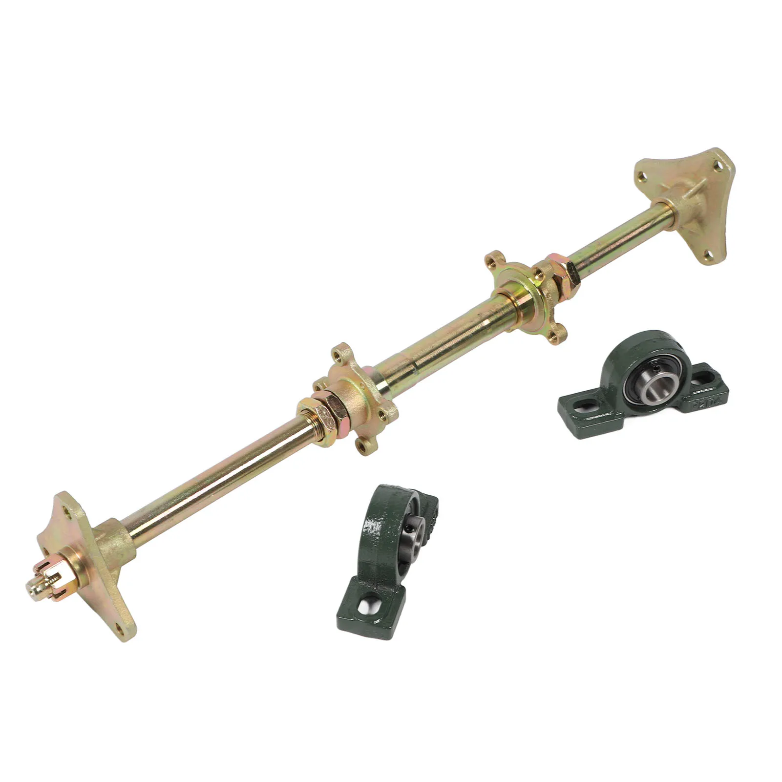 24inch Rear Axle Shaft Kit Metal Anti Impact Hubs Fixing Mounts Flanges Set for 50‑150CC ATVs Quads Drift Trikes
