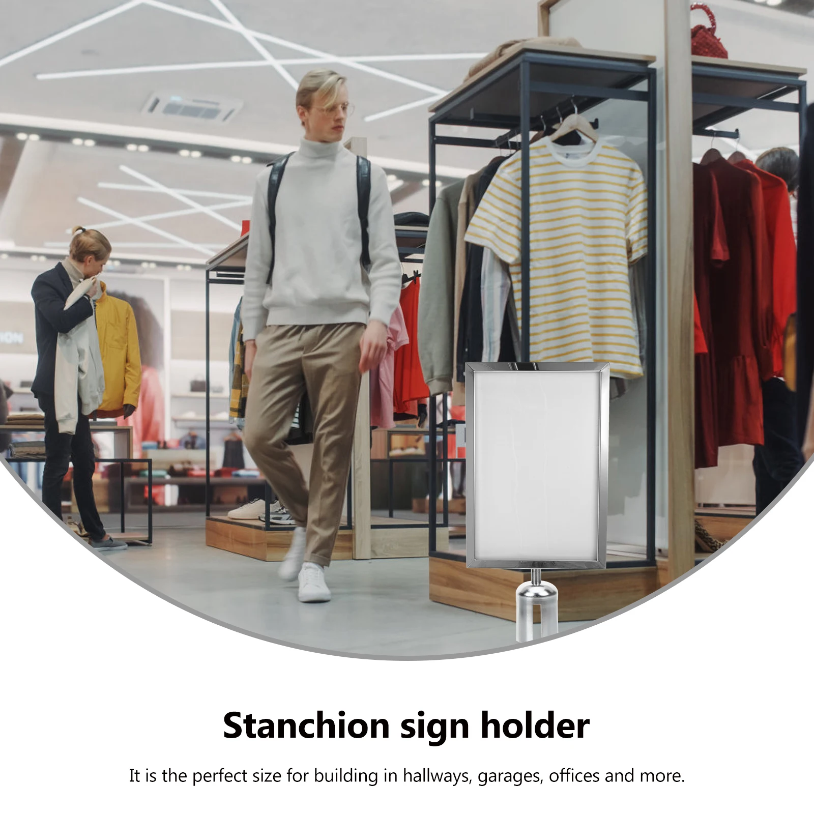 

Cordon Sign Holder A4 Size Vertical Black Stainless Steel Crowd Control Stanchion Poster Display Queue Barrier Landscape