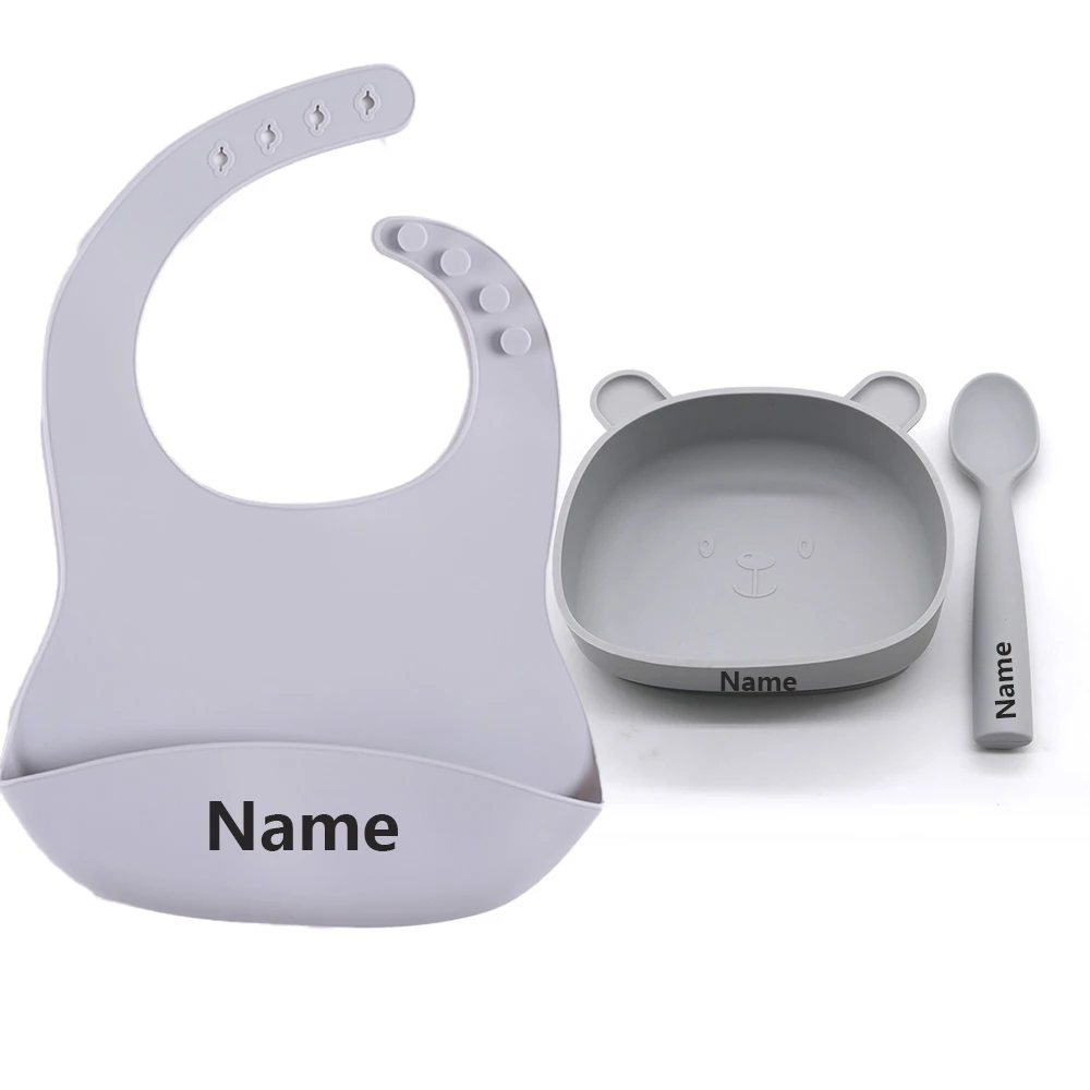 Silicone Tableware Set Waterproof and Easy to Clean Free Name Engraving Creative Gifts Customized for Babies