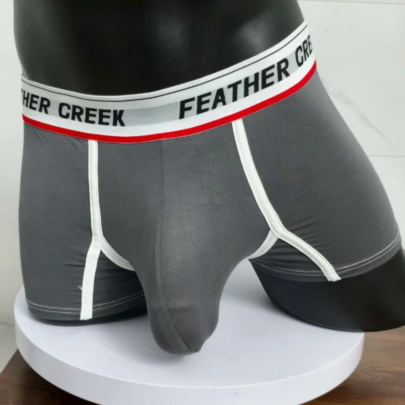 الرجال على شكل حرف U جيب كبير سراويل مثير الانتفاخ تعزيز الحقيبة الملابس الداخلية الصلبة منتصف الخصر Underpant الذكور مريحة سراويل بوكسر #4