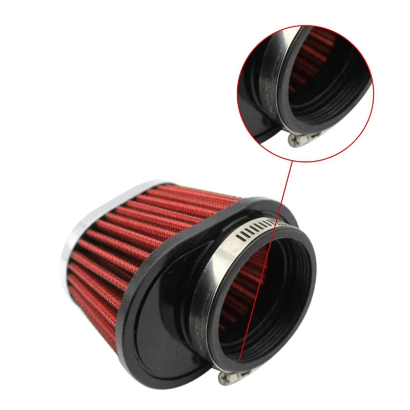 2Pcs Universal Round Tapered Car Motorcycle Air Filter 51Mm 2 Inch Intake Filter-Red