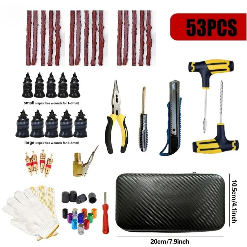 Multi-Vehicle Tire Repair Kit - Emergency Plug Tools for Car/Truck/Motorcycle Puncture Fixes