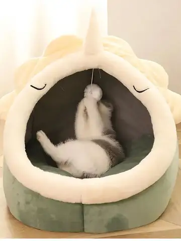 Deep Sleep Cat Bed Cartoon Pet Bed Foldable Removable Washable Pet Sleeping Bed for Small Dog Mat Bag Cave Cats Bed