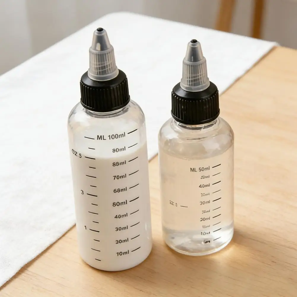 

2/3/4Pcs 30/50/100/230ML Clear Paint Bottle Scale Marking Refillable Dispensing Bottle Empty Squeeze Bottle Glass Mixing Ball 95