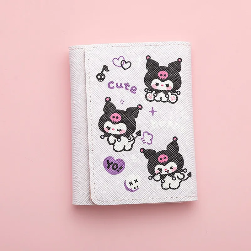 Sanrio Kuromi Children's Coin Purse Cartoon Cartoon Cartoon Ladies Buckle Short Wallet Card Purse Multi-card Wallet Kawaii New