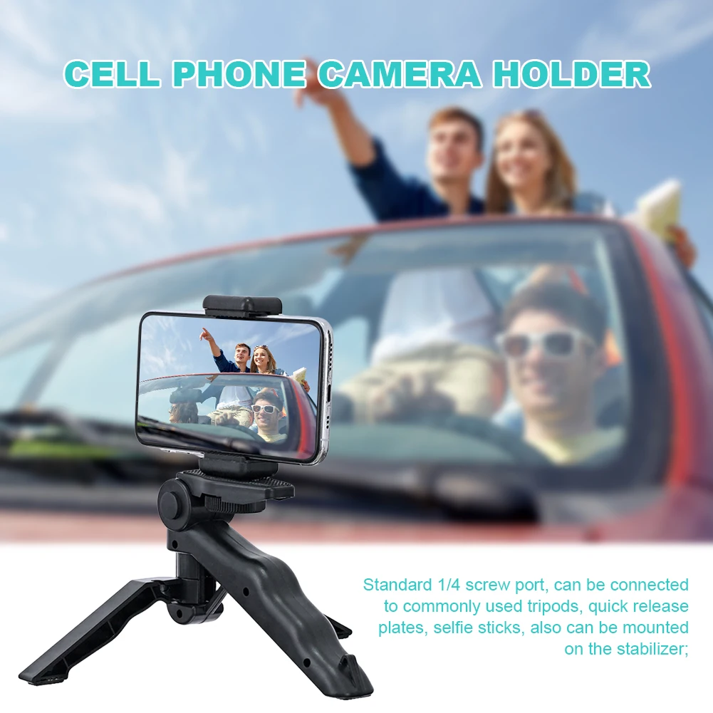 Portable Tripod with Clip Tabletop Tripod Flexible Action Camera Holder Tripod 360 Degree Rotation for Smart Phone Action Camera