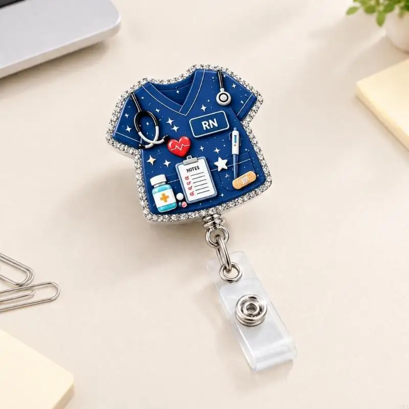 CORA Retractable Badge Holders with Metal Clip 2 Piece for Nurse and Healthcare Staff