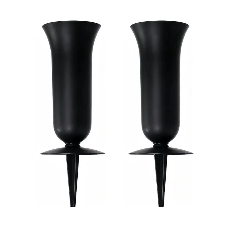 ABYN-Outdoor For Graves Lawn Decorations 2PCS Vase Weatherproof Flower Holders With Ground Spikes Memorial Cemetery Vases For Pa