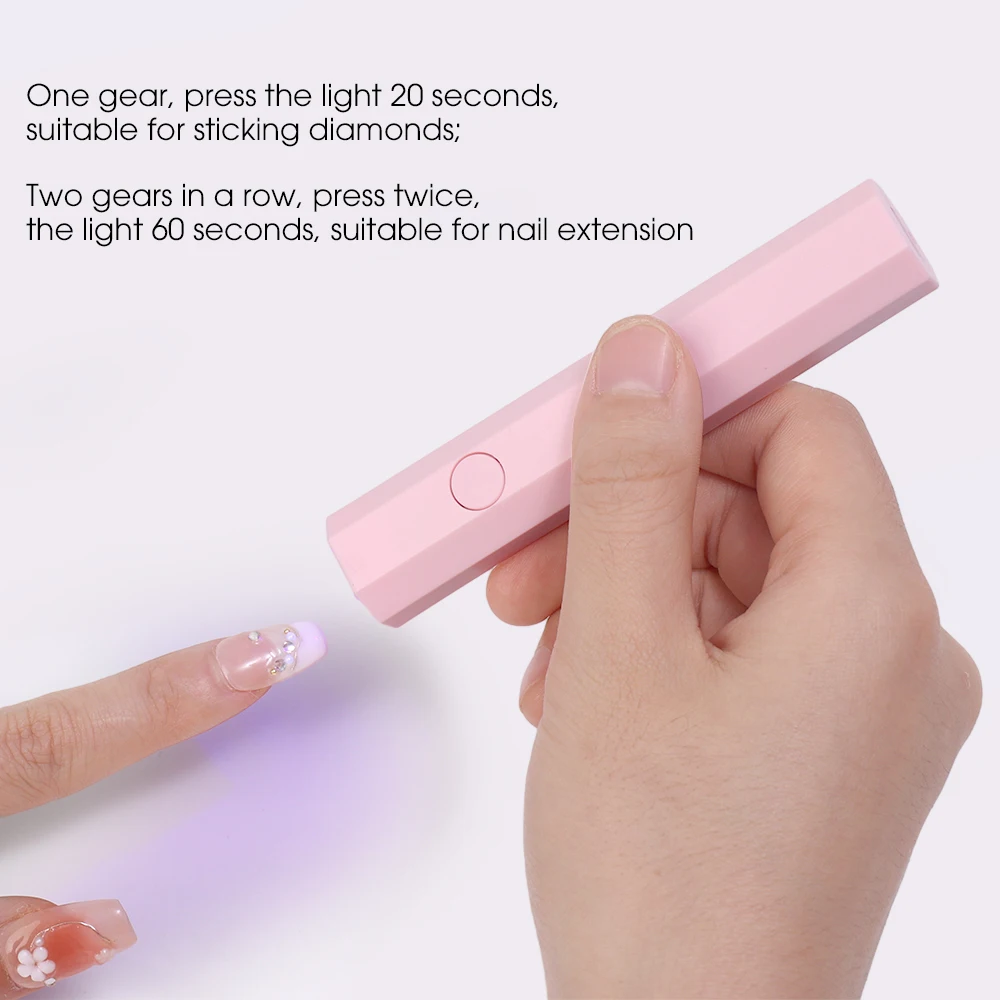 Handheld Nail Art One Light with Charging Data Cable Portable Mini Rechargeable Nail Art Tool Home Travel Use Nail Dryer Lamp