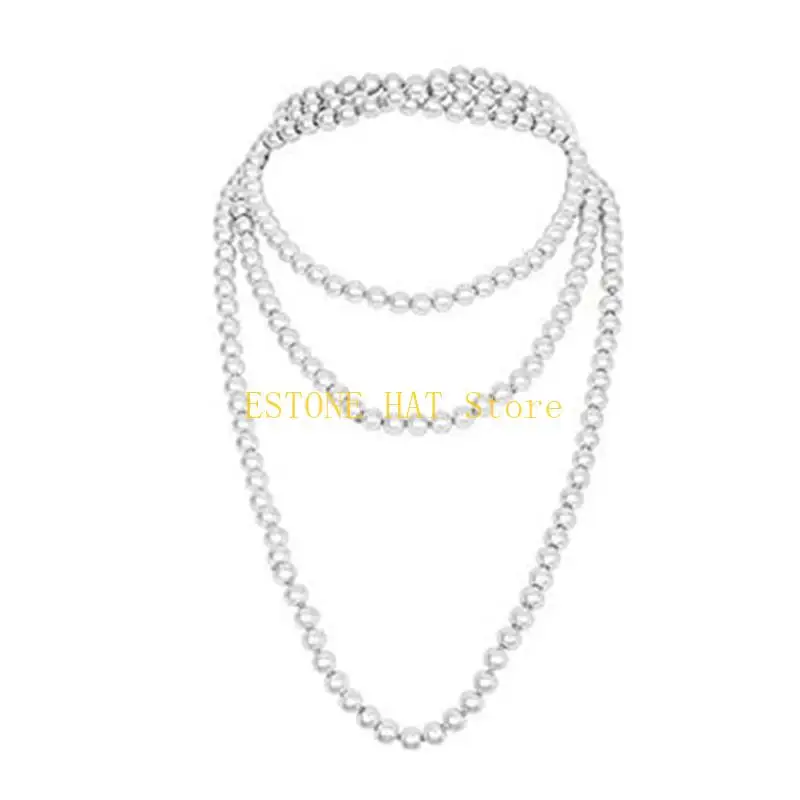 

49MF Отличный набор аксессуаров для танцоров 1920-х годов для женской повязки на голову, ожерелье, атласные перчатки