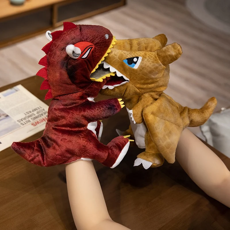 Charizard VelociRaptor Burattini da dito a mano Cartone animato Peluche Forniture per feste Riunione di famiglia Giocattolo preferito Dinosauro Regali per bambini