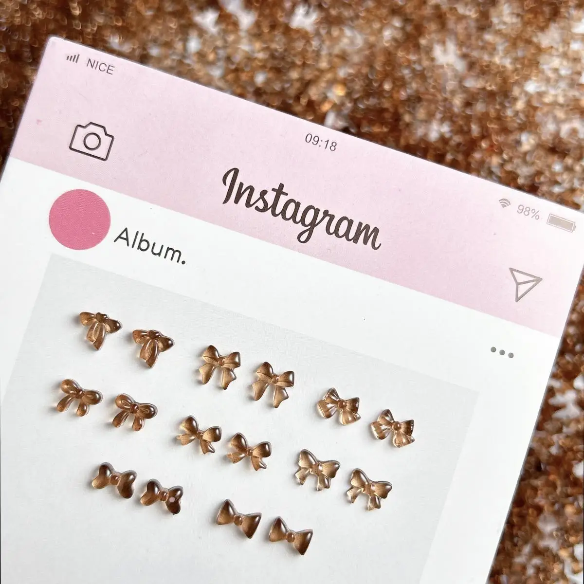 50PCS Maillard Style Atmosphere Resin Bow Nail Charms 3D Transparent Coffee Mini Bow Nail Art Decorations Accessories Supplies - Image 3