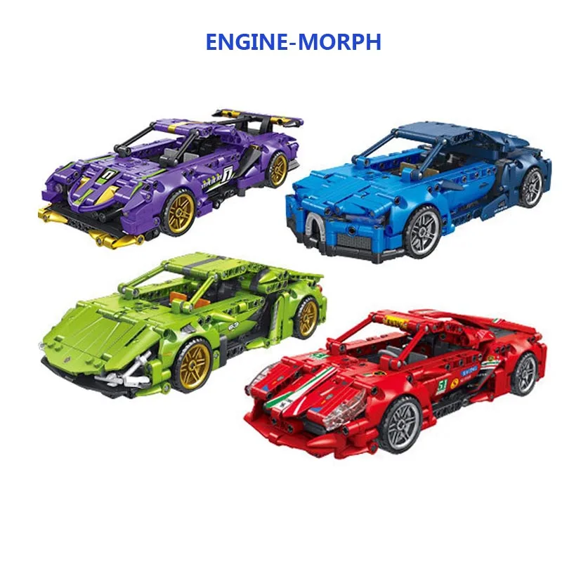 

717pcs Technical Sports Supercars 2-IN-1 Robot Transformation Pull Back Racing Vehicle Mech Warrior Building Blocks Toy for Kids