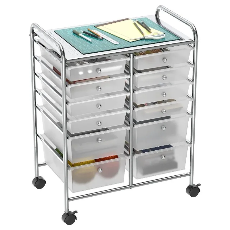 Utility Cart with 12 Drawers Rolling Storage Art Craft Organizer on Wheels