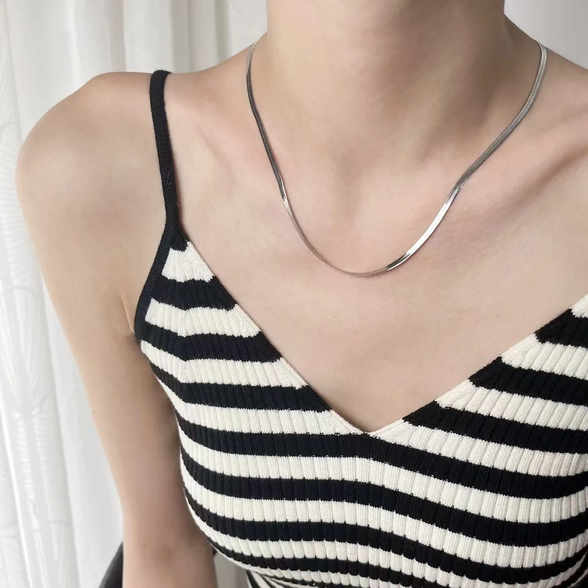 5pcs 304L Stainless Steel Shiny Polished Flat Snake Chain 38/40mm+5mm Choker Necklace Fashion Jewelry Waterproof