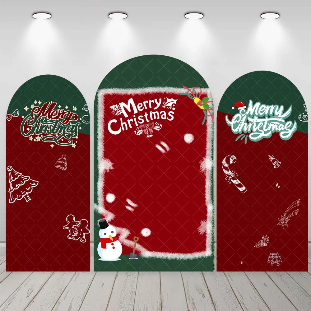 Christmas Cartoon Red Green Christmas Tree Kid Baby Gift Family Party Arch Backdrop Custom KidRoom Photo Poster Decor Background