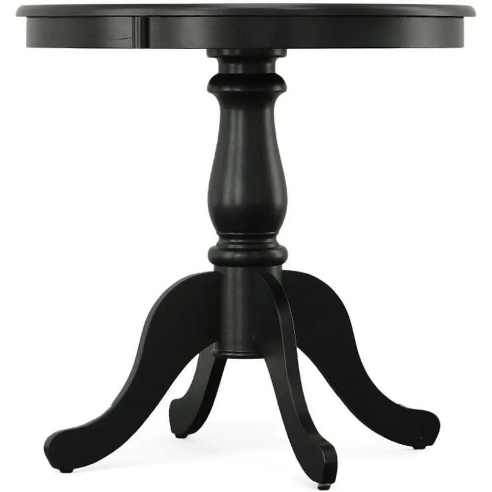 

Classic American Round Dining Table, Seats 2-4, Wooden Top with Pedestal Base, Antique Black, 30