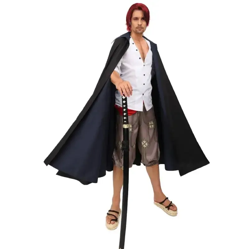 

DAZCOS Red Hair Shanks Cosplay Costume Shirt Shirt Cloak Anime Outfit Halloween Party Suits for Men