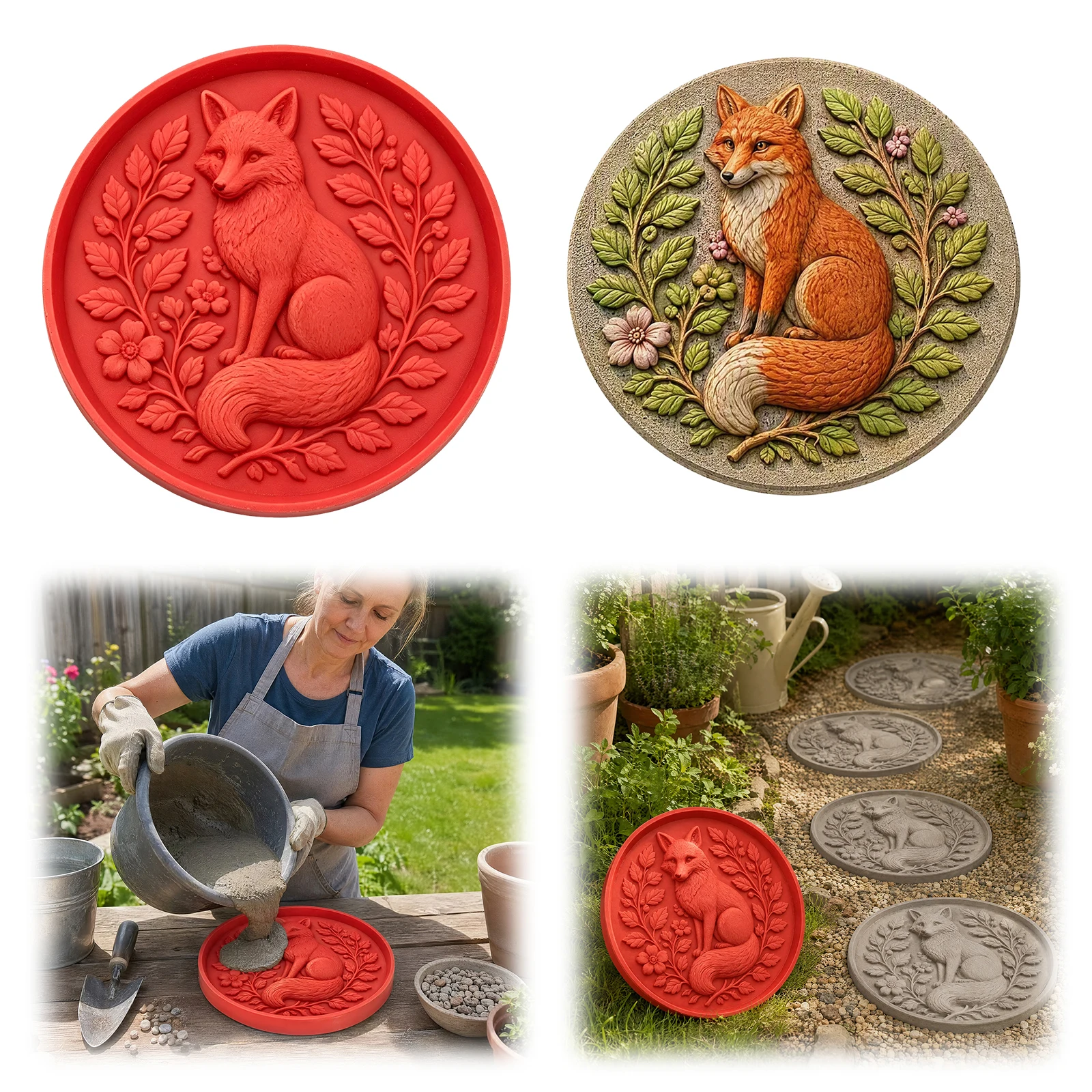 DIY Silicone Sunflower Concrete Reusable Stepping Stone Garden Path Paver 40x40cm