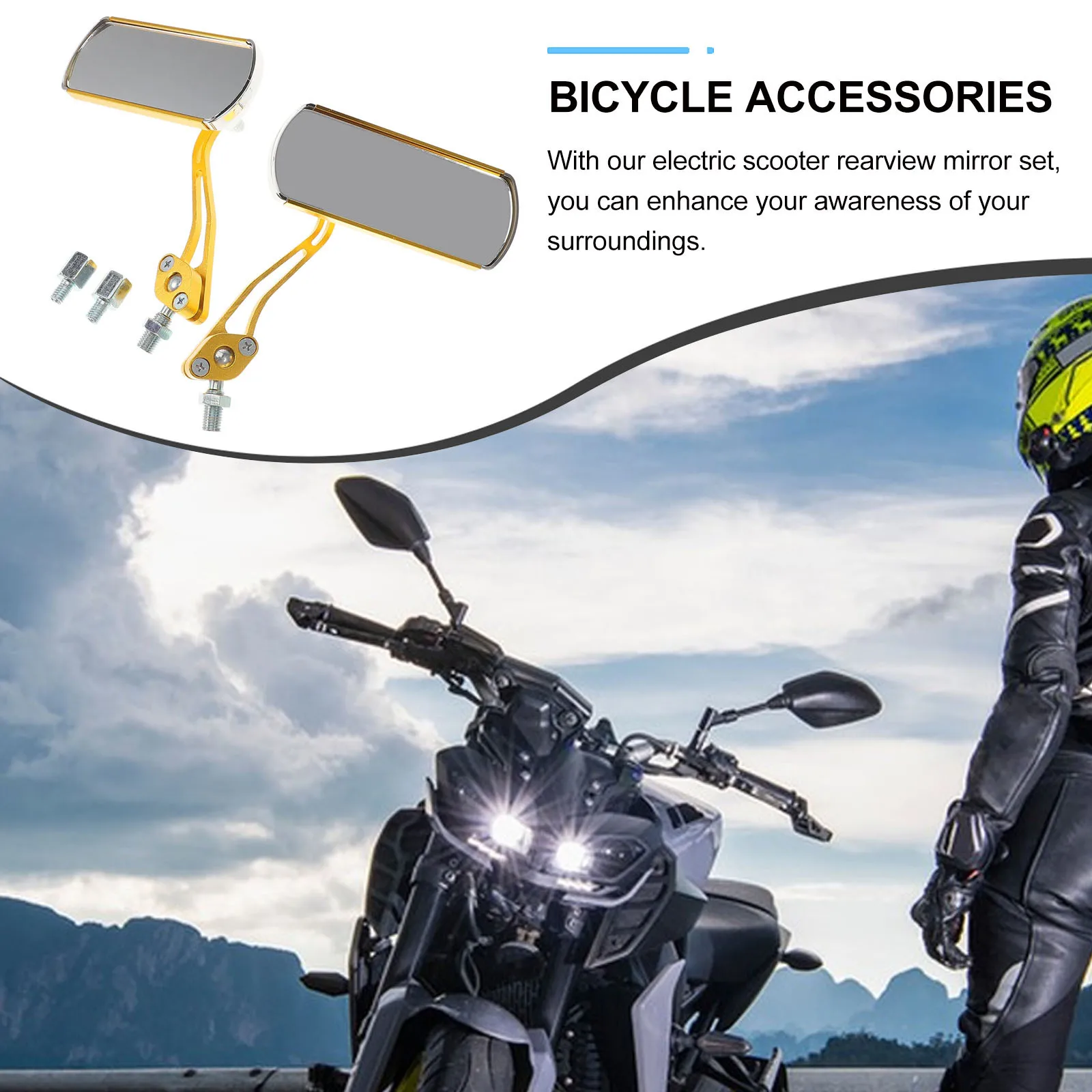 2 قطعة دراجة مرآة الرؤية الخلفية سكوتر كهربائي اكسسوارات الكبار الدراجة مرآة الرؤية الخلفية قابل للتعديل زاوية واسعة للدراجات النارية #5