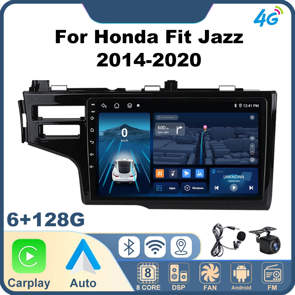 

8core Car Radio CarPlay Multimedia Video Player for Honda Fit Jazz 2014-2020 Android Auto GPS 2 Din Car Stereo Smart Car Systems