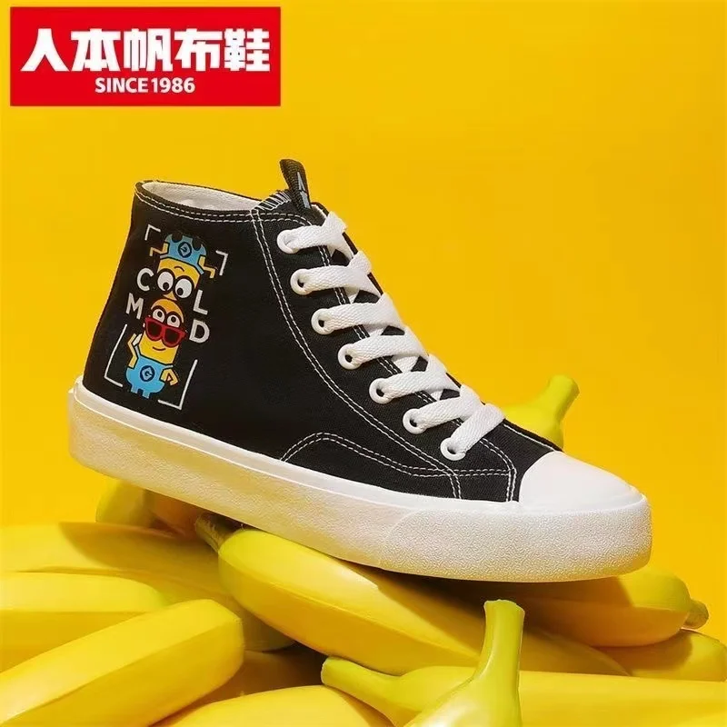 real photo 2025 new Minions student Canvas shoes Unique Design Casual Spring Autumn winter women's shoes High Top sneaker