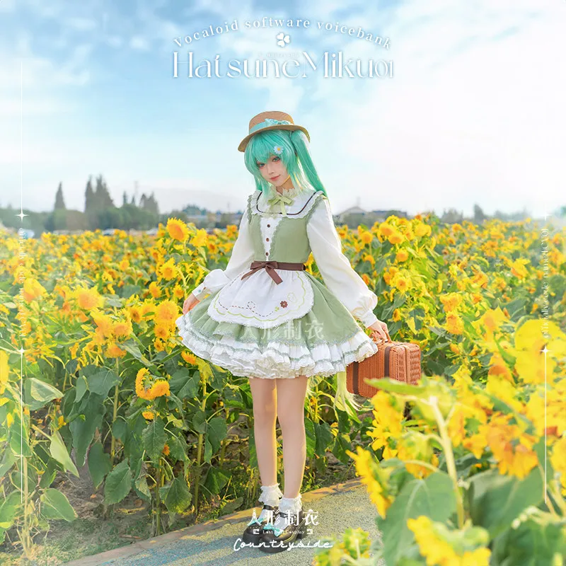 Anime Mikuu Cosplay Costume Green Pastoral CLA Lolita Dress Kawaii Maid Apron Outfit Women Cosplay Dress For Halloween Carnival - view 2