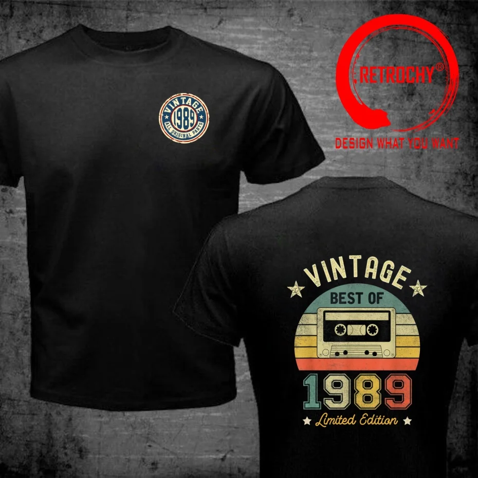 Funny Design Vintage 1989 Limited Edition Cassette Tape Never Forget  Shirt Men Fashion Trendy Casual Clothing Stylish Tops Tee