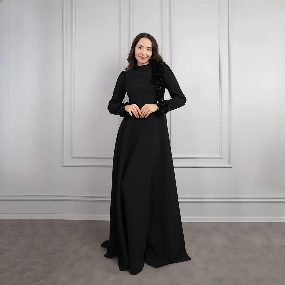 Abiti da sera lunghi personalizzati con colletto alto Abiti da ballo eleganti per occasioni formali che bordano abiti da ballo lunghi fino al pavimento 2025